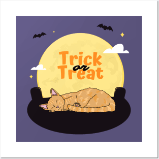 Trick Or Treat Sleeping Kitty Posters and Art